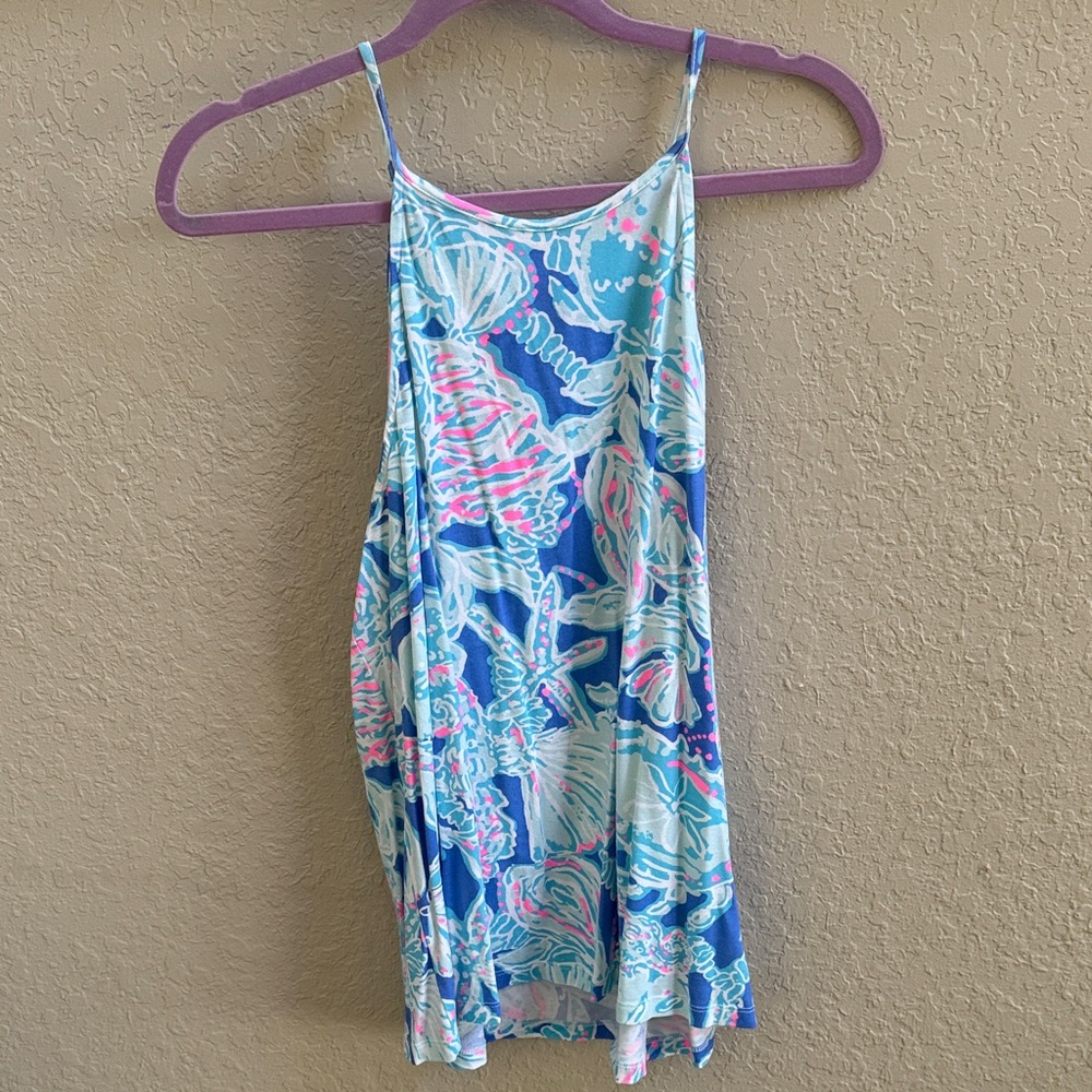 Lilly Pulitzer Blue Multi Shell-Print Spaghetti Strap Tank